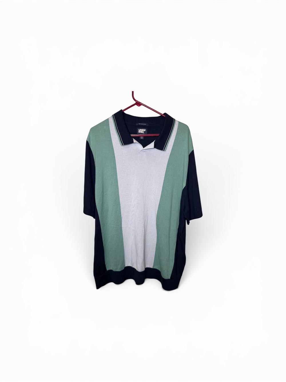 Lands End  supine cotton Colorblock Polo - Sage Green, Light Gray, Black